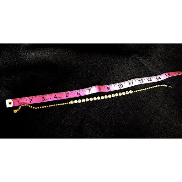 Vintage Gold-Tone, Aurora Borealis Crystal Rhinestone Necklace, 1950s, 15 inch - Picture 6 of 11